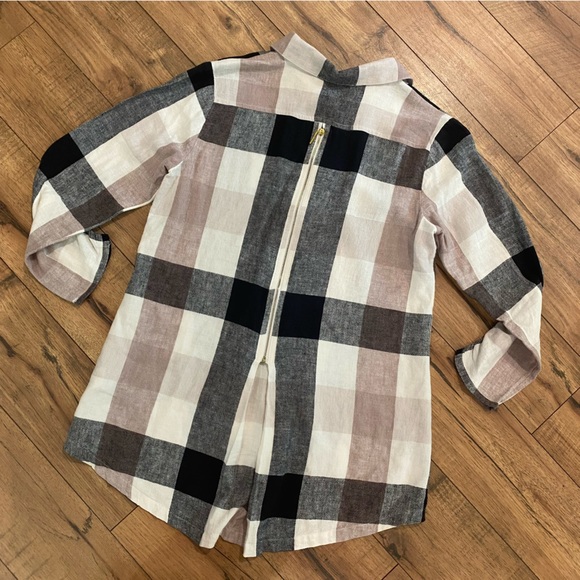 Soft Surroundings Carreaux Plaid Zip Back Button Up Shirt Size XS - Picture 3 of 12